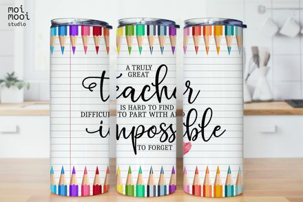 Back to School Teacher Pencil Crayon Coffee 20oz Tumbler Design