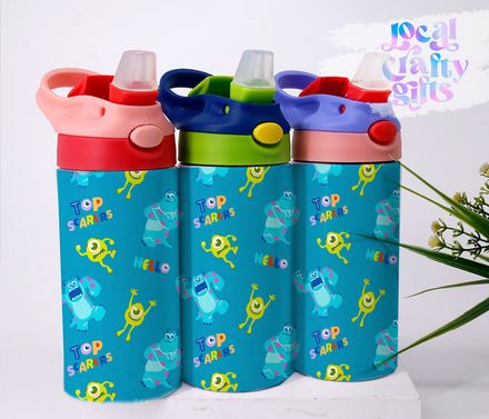 Disney Pixar Monster Inc Cartoon 12oz Kids Sippy Tumbler Wrap Design