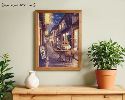 Pokemon Eevee Ramen Print 8x10