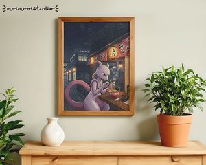 Pokemon Mewtwo Ramen Print 8x10