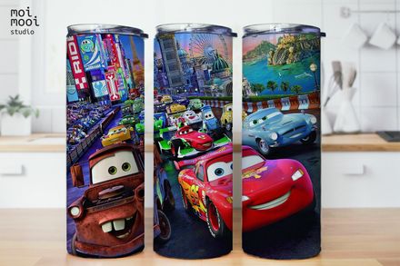 Disney Pixar Racing Cars Mcqueen Kids Movie 20oz Tumbler Design