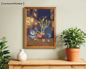 Pokemon Piplup Empoleon Ramen Print 8x10