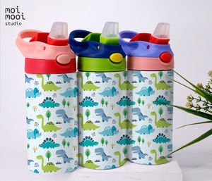 Blue Dinosaurs 12oz Kids Sippy Tumbler Design