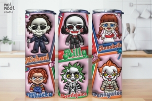 Halloween Villains 3D Puff 20oz Tumbler Design