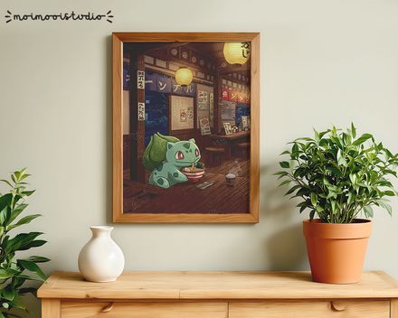 Pokemon Bulbasaur Ramen Print 8x10