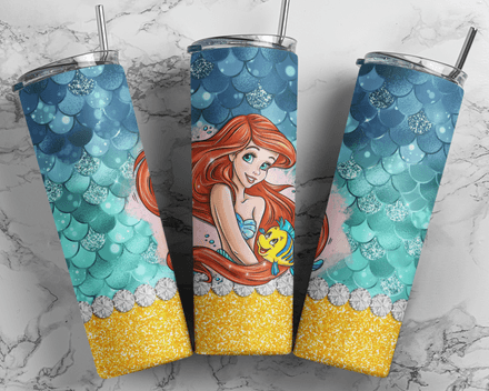 Disney Princess Ariel Little Mermaid Cartoon 20oz Kids Tumbler Design