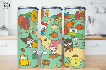 Fall Sanrio Hello Kitty Friends Pumpkin Patch 20oz Tumbler Design
