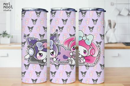 Sanrio Kuromi Mymelody Kawaii Bunny Rabbit Friends 20oz Tumbler Design
