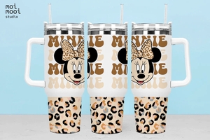 Disney Leopard Mickey Minnie Mouse 40oz Tumbler Design