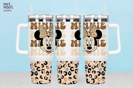 Disney Leopard Mickey Minnie Mouse 40oz Tumbler Design