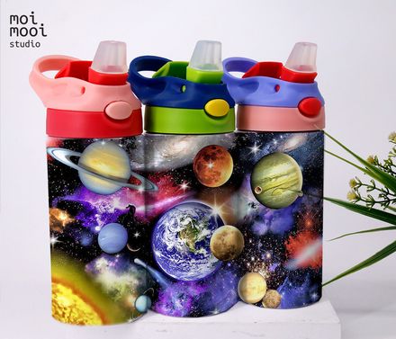 Galaxy Planet Universe Science 12oz Kids Sippy Tumbler Wrap Design