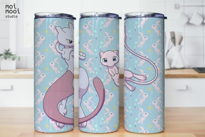 Anime Legendary Pokemon Mew Mewtwo Monster 20oz Tumbler Design