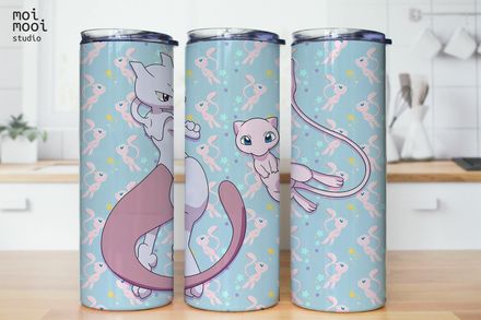 Anime Legendary Pokemon Mew Mewtwo Monster 20oz Tumbler Design