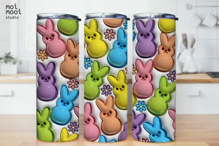 EASTER Peeps Bunny Rabbit Spring Puffy 20oz Tumbler Design