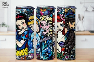 Glass Art Disney Princess 20oz Tumbler Design