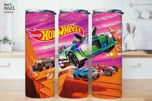 Cars Hot Wheels Toy Pink 20oz Kids Tumbler Design