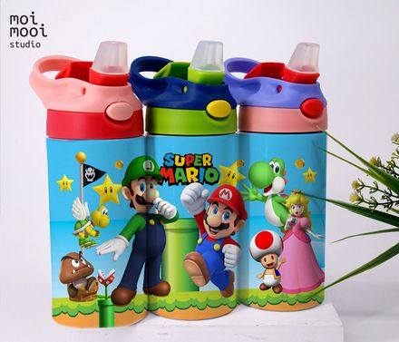 Super Mario Video Game Bros 12oz Kids Sippy Tumbler Design