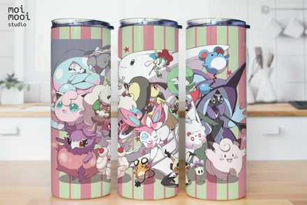 Anime Pink Pokemon Monster 20oz Tumbler Design
