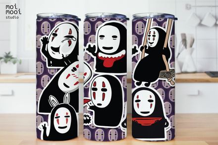 Anime Ghibli Spirited Away Noface Kaonashi 20oz Tumbler Design