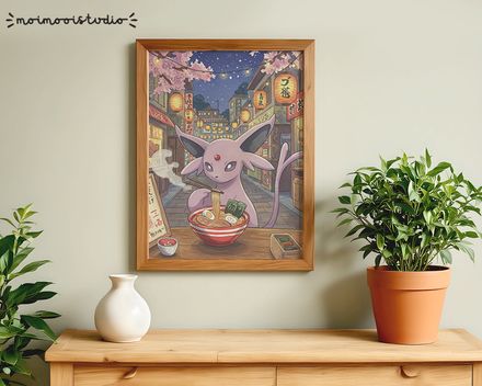 Pokemon Espeon Ramen Print 8x10