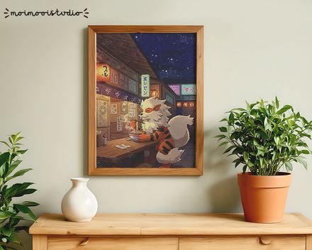 Pokemon Arcanine Ramen Print 8x10