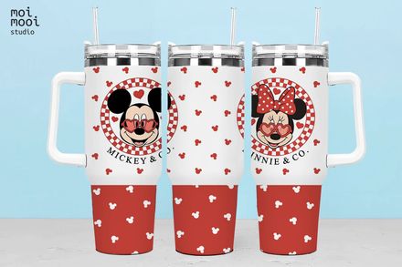 Valentines Day Disney Mickey Minnie Mouse 40oz Tumbler Design