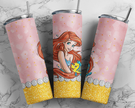 Disney Princess Ariel Little Mermaid Cartoon 20oz Kids Tumbler Design