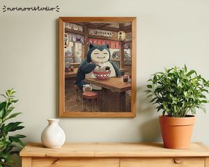 Pokemon Snorlax Ramen Print 8x10