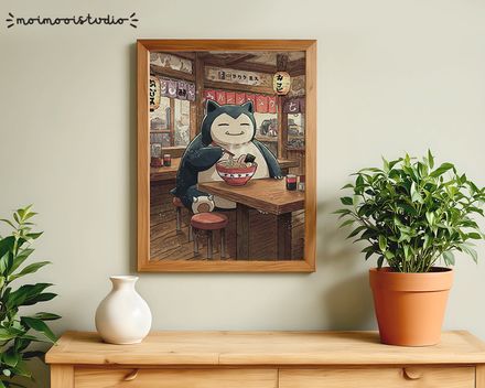 Pokemon Snorlax Ramen Print 8x10