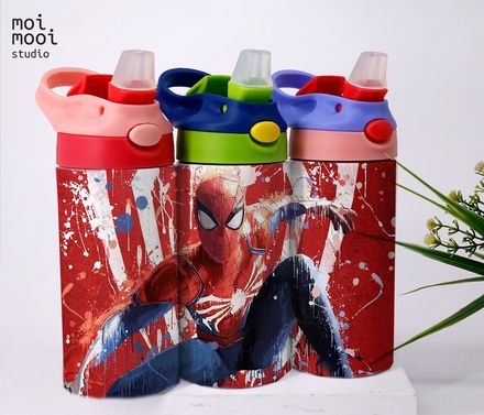 Spiderman Hero Cartoon 12oz Kids Sippy Tumbler Design