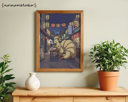 Pokemon Ninetales Ramen Print 8x10