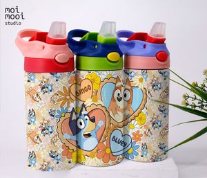Bluey Cartoon 12oz Kids Sippy Tumbler wrap Design