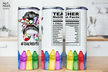 School Teacher Life Crayon Nutrition Facts Coffee 20oz Tumbler Design
