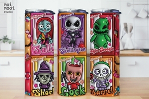 Halloween Villains Nigh Before Christmas 3D Puff 20oz Tumbler Design