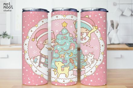 Christmas Kawaii Twinstars Sanrio 20oz Tumbler Design
