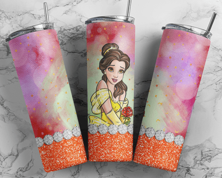 Disney Princess Belle Beauty and The Beast Girl Cartoon 20oz Kids Tumbler Design