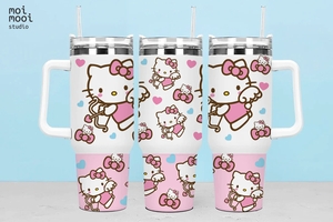 Sanrio Pink Kawaii Hello Kitty Angel Cupid 40oz Tumbler Design
