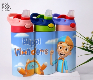 Blippi Kids Science Cartoon 12oz Sippy Tumbler Design