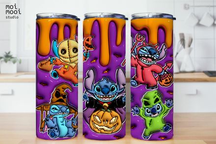 Halloween Stitch 3D Puff 20oz Tumbler Design