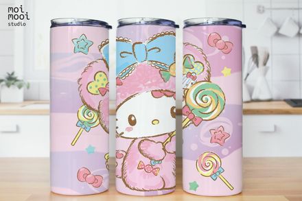 Sanrio Kawaii Hello Kitty Candy 20oz Tumbler Design