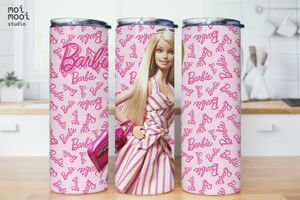 Barbie Doll Girl Toy Kids Pink 20oz Tumbler Design