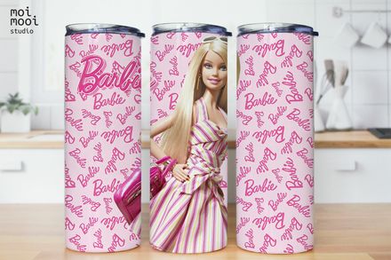 Barbie Doll Girl Toy Kids Pink 20oz Tumbler Design