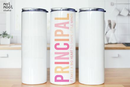 Principal Pink Coral Peach Teacher School 20oz Tumbler Design