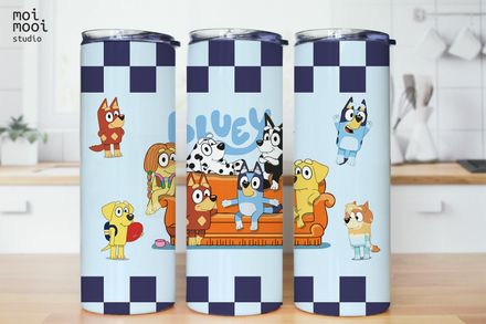 Bluey Cartoon Kids 20oz Tumbler Wrap Design