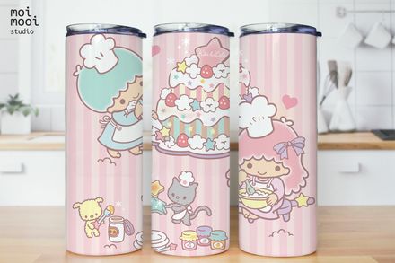 Kawaii Twinstars Sanrio 20oz Tumbler Design