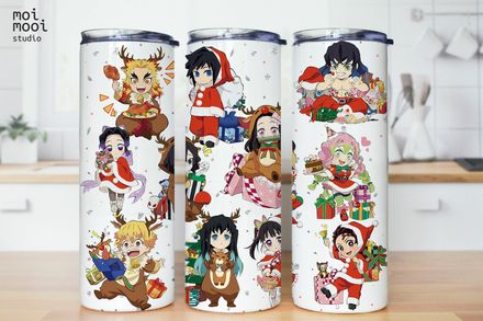 Christmas Anime Demon Slayers 20oz Tumbler Design
