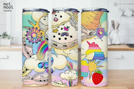 Retro Crocs Fidgets Colorful Groovy 20oz Tumbler Design