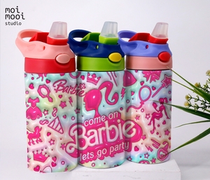 Barbie Pink Kids Doll Cartoon 12oz Sippy Tumbler Design