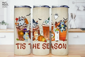 Fall Coffee Bluey Cartoon 20oz Tumbler Wrap Design