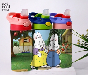 Max Ruby Rabbit Kids Cartoon 12oz Sippy Tumbler Design